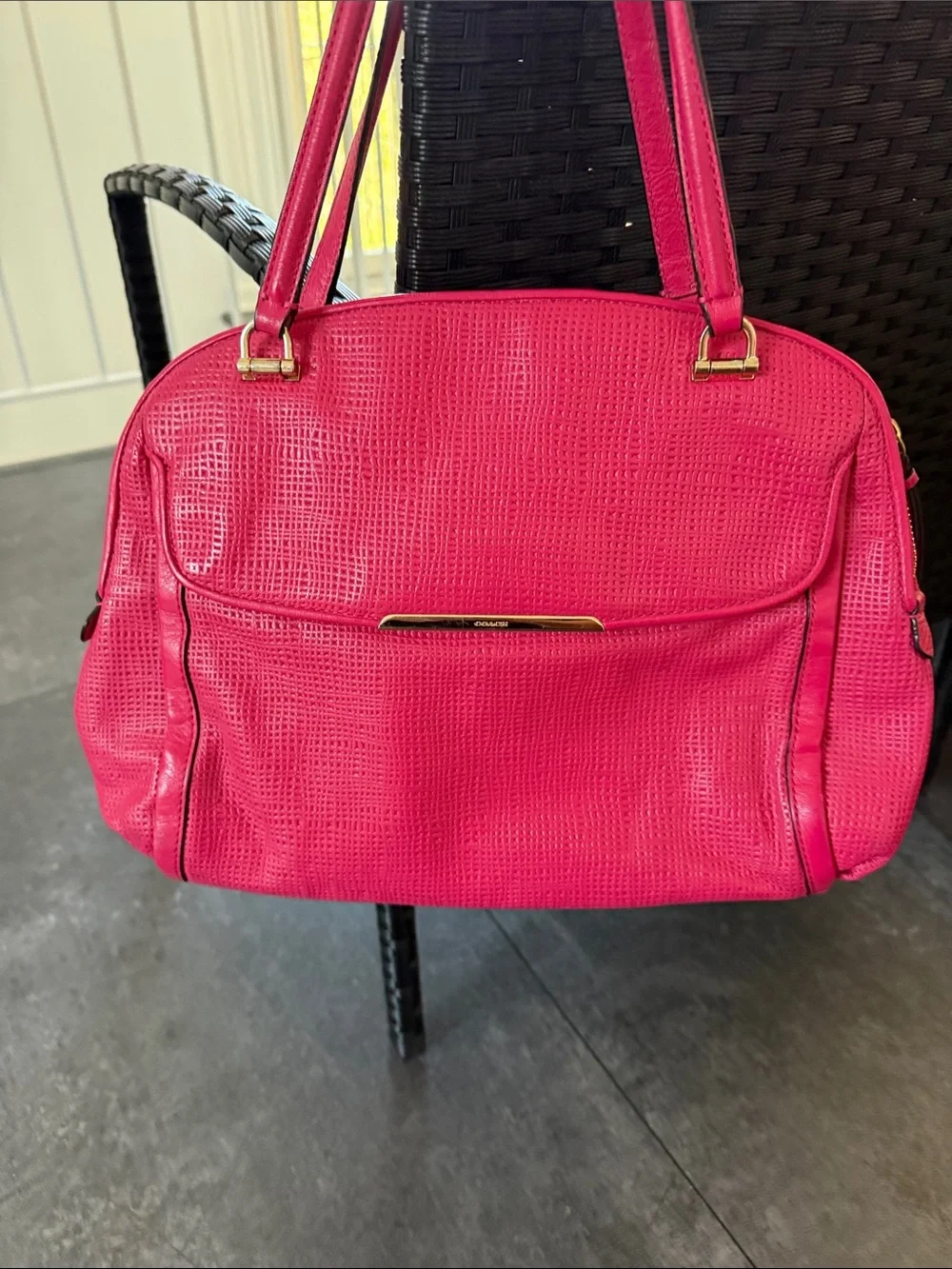 Coach Hot Pink Shoulder Bag with Gold Hardware